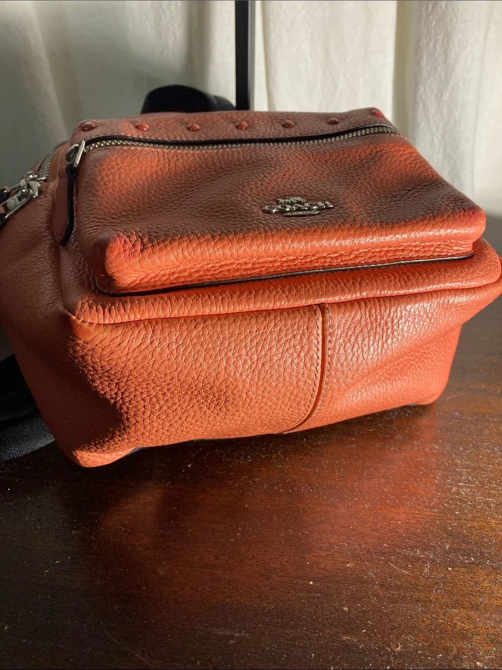 Coach Orange Pebbled Leather Mini Backpack